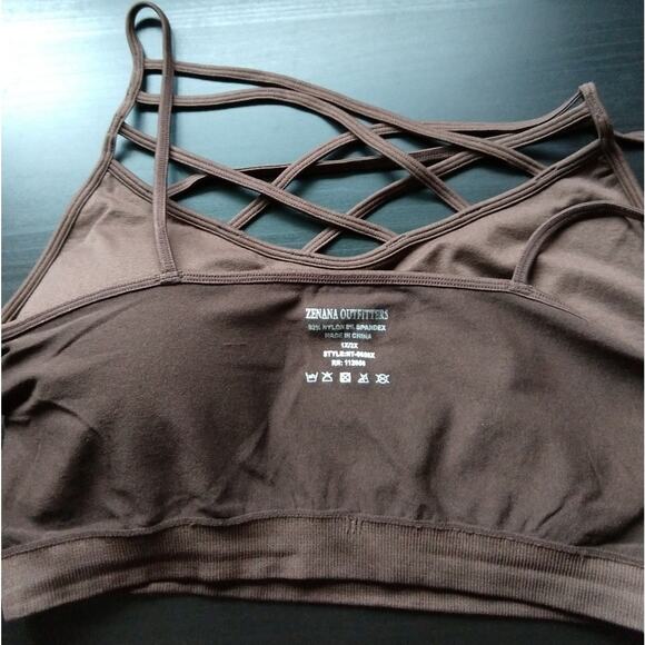 1X/2X Sapphire Triple Criss Cross Bralette + bra pads Zenana wireless seamless - Picture 11 of 14